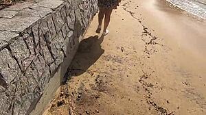 girl showing pussy on beach in public