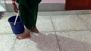 Home Maid Cleans Floor Anal