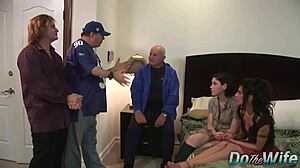 lesbian watches her wife get fucked by a porn stud