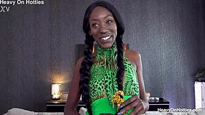 Oiled Up Ebony Babe Engages In Cum Eating After Intense Scenes