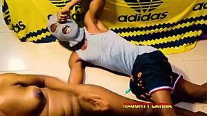 Black teen passionately fucks his best friend's sister in her new apartment. Ebony porn queen dominates the scene.