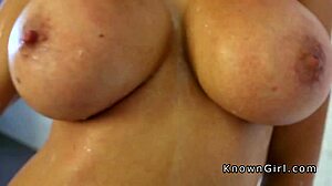 Huge Boobs Blonde Bathing In Milk And Sucking