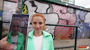 German scout skinny redhead girl squirts at pick up casting with rough fucking