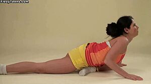 big saggy tits polina barna brunette teen 18+ doing yoga naked