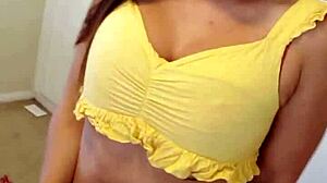 young thick latina teen with braces strips and rubs her pretty pink pussy!