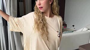 a small 18+ asian mouth swallows my cock and her little 18+ pussy flows from a big cock inside