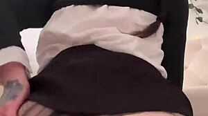 Petite Wednesday Addams bounces big round ass on dildo