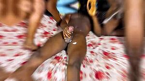 Lonely lesbian teen plays with two black men and gets fucked hard