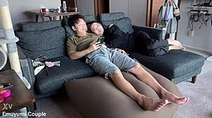 college coed's sensitive body squirts from fingering in amateur japanese video