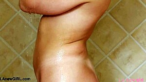 Elegant Shy Blonde Takes Shower