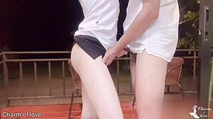 Teacher Fucks A Female Student Outside The Balcony