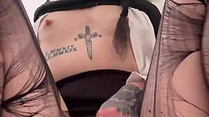 Petite Wednesday Addams bounces big round ass on dildo