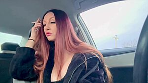 I love smoking cigarettes in the car while flashing my big nipples