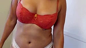 young thick latina teen with braces strips and rubs her pretty pink pussy!