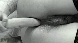 Milf In Stockings Explores Unusual Anal With Her Hairy Pussy On The Floor