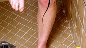 Skinny teen brunette enjoys a refreshing shower!