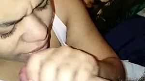 Sloppy Deepthroat Latina Sucking Cock with Wet Passion