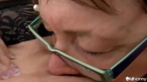 curvy mature lesbian contrasts licking pussy with toy fun from oldnanny