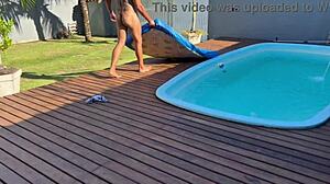 Fuck That Hot Pussy With Force At Pool Party! Drink Every Drop Of My Cum!