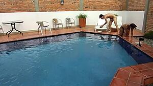 I'm on vacation, licking my step-nephew's ass by the pool