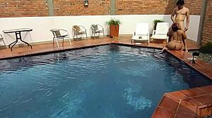 I'm on vacation, licking my step-nephew's ass by the pool