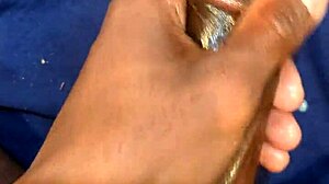 He shoots a massive cumshot after masturbating his big black cock