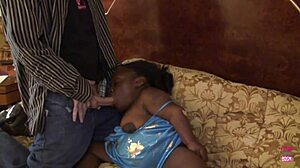 black midget with huge tits and nipples delivers hot blowjobs 😍