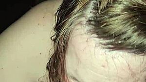 Milf rides foot while sucking huge cock in group fetish