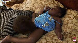 black midget with huge tits and nipples delivers hot blowjobs 😍