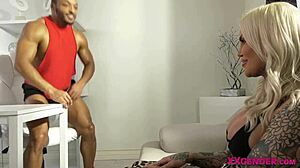 Shemale Titfucks and Rides Dick