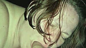 Milf rides foot while sucking huge cock in group fetish