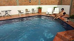 I'm on vacation, licking my step-nephew's ass by the pool