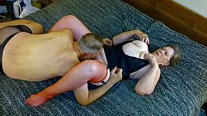 Granny Carmen Dark Metal Sublime uses stick and lick for orgasms