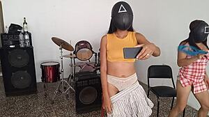 Horny short girl and skinny dark babe await home sex 😏