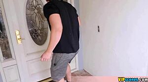 cute blonde petite 18+ gf needs cock so she fucks her teddy bear real quick in the bedroom