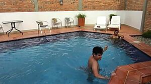 I'm on vacation, licking my step-nephew's ass by the pool