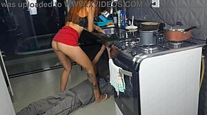this married latina gets the plumber without any panties on
