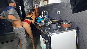 this married latina gets the plumber without any panties on