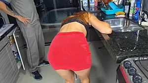 this married latina gets the plumber without any panties on