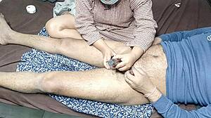 stepmom trimming my cock hair, what a tease