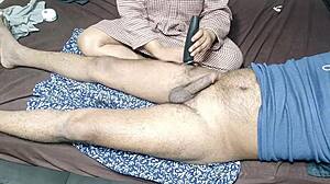 stepmom trimming my cock hair, what a tease