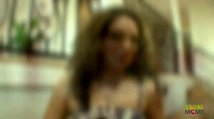 Horny brunette with big boobs seduced him with her melons and blowjob skills