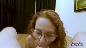 Skinny ginger Luna Parish deepthroats cock intensely