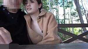 19 year old japanese beauty masturbates in car then blows and fucks outside