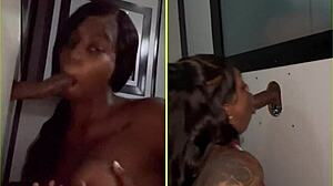 Sucking strangers through gloryhole