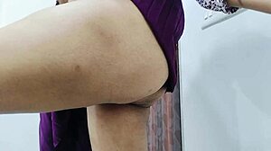 College girl fingers herself with a big eggplant in homemade creamy scene.