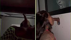 Sucking strangers through gloryhole