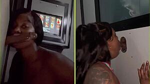 Sucking strangers through gloryhole