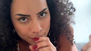 watch me unleash my latina heat in first pov sloppy deepthroat masturbation cum on tits 😈