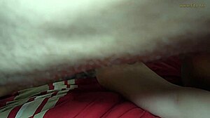 anal creampie hard sex with stepdaughter in plank and spooning on bed legs open moaning loudly